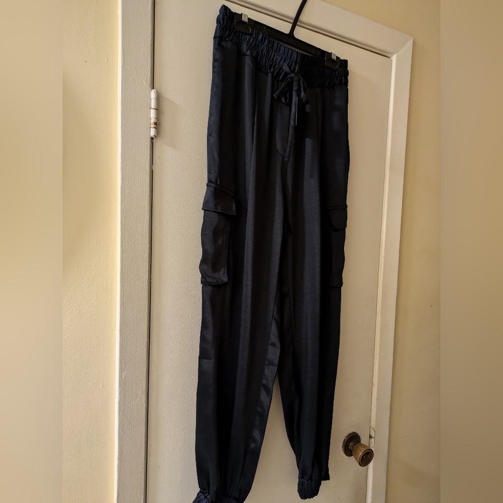 Joe's Jeans Women Satin Pants - Navy Blue. US M